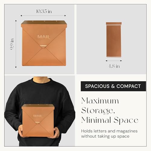 Image of NACH Mailboxes for Outside Wall Mount, 10 x 10 x 4 inch Antique Copper Mail Boxes for House Outside, Waterproof Mailboxes for Outside - Chicago Style Mail Box