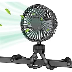 Ventilador Groven KOOPAO Ventilador de Cochecito, Ventilador Portátil USB Recargable Batería para Carrito Bebé, Mini Ventilador Mano de 3 Velocidades, Adecuado para Asiento de Coche, Oficina, Camping - Negro