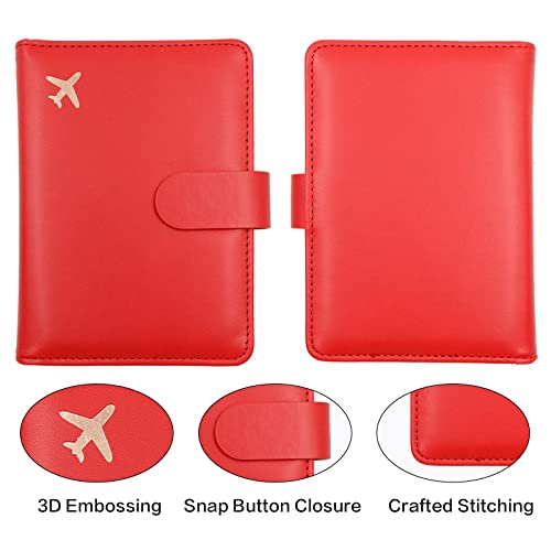 Image of Melsbrinna Rfid Passport Holder for Travel women /Men, Cute Passport Wallet Rfid Blocking Card Slots, Rfid Passport Cover /CaseTravel Wallet, Passport Book Holder, Red2, Cute