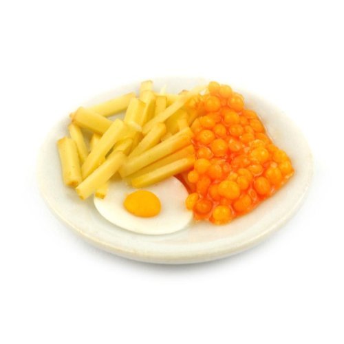 MyTinyWorld Dolls House Miniature Egg, Beans And Chips Meal