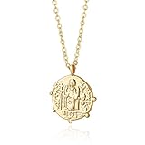 Aobei Pearl 18k dorado medallón cuello moneda colgante redondo círculo disco minimalista joyería para mujeres 20 ''