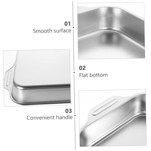 Bandeja de asar de acero inoxidable PRETYZOOM rectangular para pescado y hornear galletas 6