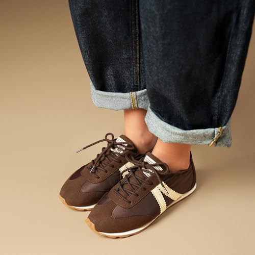Image of Theater Fuji Casual Sneakers in Suede for Women | Stylish Flat Lace-Up Shoes | Lightweight Comfortable Footwear with Cushioned Insole