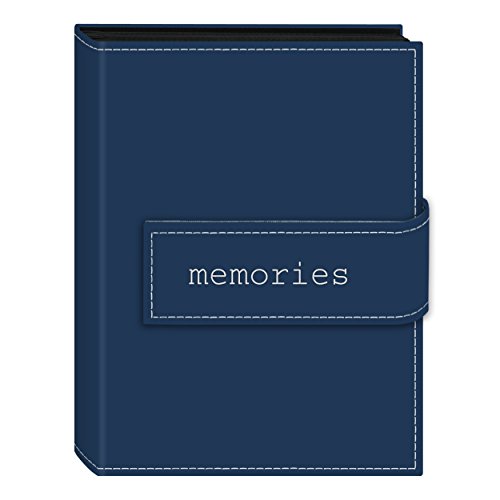 Pioneer Photo Albums 208 Pocket Sewn Leatherette Cover Album with Embroidery Trim Strap Closure for 4 by 6-Inch Prints, Blue