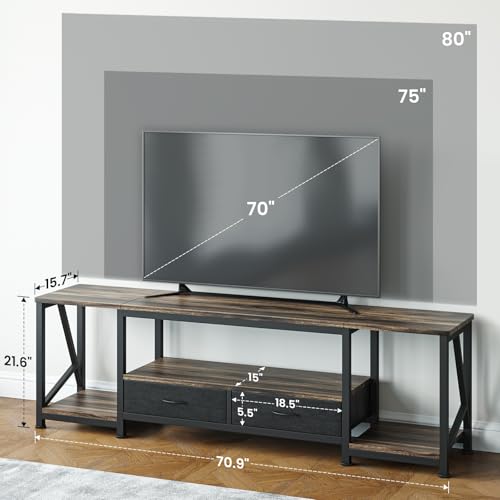 TV Stand for 80 Inches TV, Rustic Industrial Entertainment Center by DSNAPE - Used condition - Image 2
