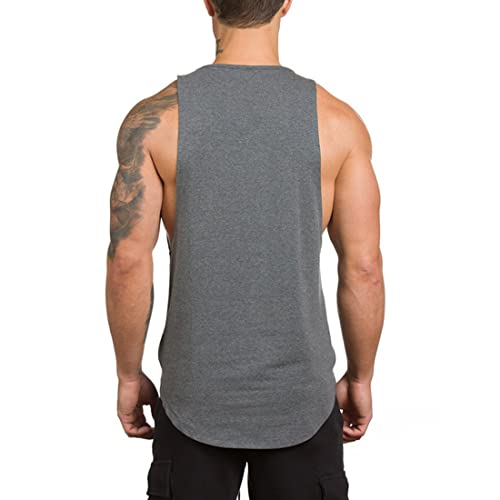 ZUEVI Men's Muscle Tank Tops Sleeveless Cut Off Shirts Bodybuilding Gym Workout Stringer T-Shirts2