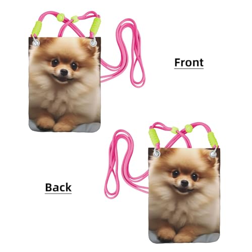 Pochette téléphone femme fuchsia avec bandoulière et motif chien - 2