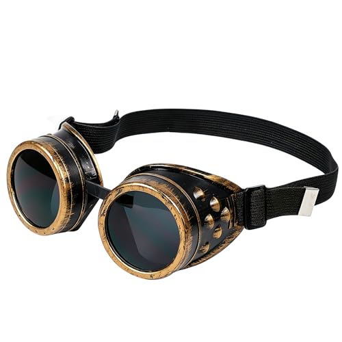 Hmxpls Vintage Steampunk Goggles Glasses for Halloween Cosplay Costumes Accessories (Bronze)