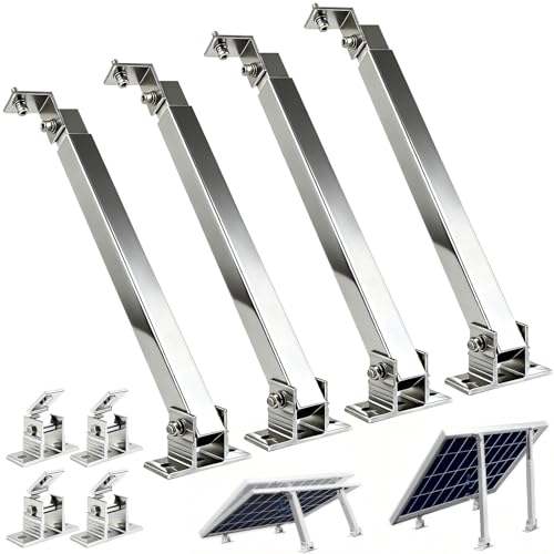 Image of GCCSJ 2 Sets Solar Panel Mounting Brackets, 14-27 inch Adjustable Solar Panel Tilt Mount Brackets, Aluminum Alloy Solar Panel Mounting Kit Suitable for 100-450W Solar Panels for RV Roof Boat Camping