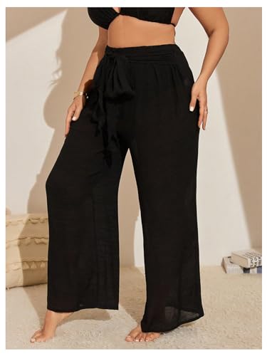 Women's Plus Size Swimsuit Coverups Tie Front Bikini Cover Up Beach Pants Bathing Suit Cover Up Pants4