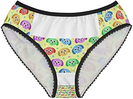 DogsMakeMeHappy Pattern Dog Repetitive Panties, Pattern Dog Repetitive Underwear, Cotton Funny Underwear, Panties For Women