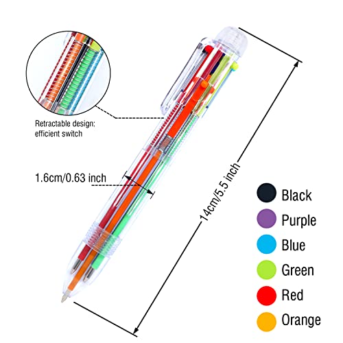 Anutrion Multicolor Ballpoint Pen, 20 Pack 0.5Mm 6-In-1 Multicolor Pens For Kids, 6 Color Retractable Ballpoint Pens Bulk, Multicolor Pens For Office School Teens Students Kids Party Gift #TOP1
