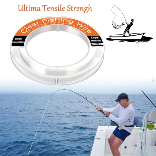 Image of Clear Fishing Line Wire 755 ft, Invisible Monofilament Fishing Line Wire, Nylon String for Hanging Balloons Garland Crafts Picture Decorations, Clear String Threads Cords WUINOID
