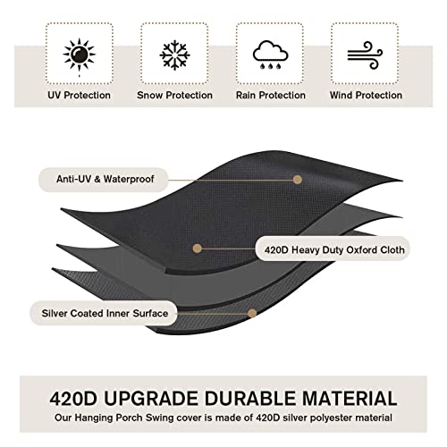 Hanging Porch Swing Cover Hammock Swing Cover Water Resistant Oxford Fabric Outdoor Swing Chair Cover Canopy Replacement Cover All Weather Protected Patio Swing Furniture Cover-61X28X(35-28)’’ (Black) #TOP2