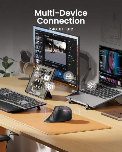 Image of ProtoArc EM11 NL Wireless Ergonomic Mouse, Rechargeable, Black Purple