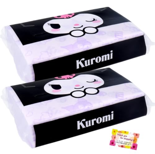 【ふっくら柔らかな肌ざわり】クロミ キュートパープル 袋入ティシュ 200枚 (100組) 厳選した天然パルプ100%使用 かさばらないので外出先でも大活躍 ゴミがかさばらない箱ソフトパック 【2個セット】