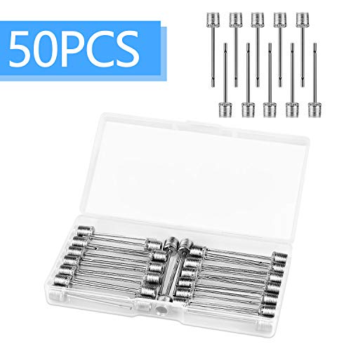MENOLY Air Pump Needle 50 Pcs, Ball Pump Needle Ball Inflation Needle for Football Basketball Soccer Volleyball Handball Netball Rugby Balls with Storage Box