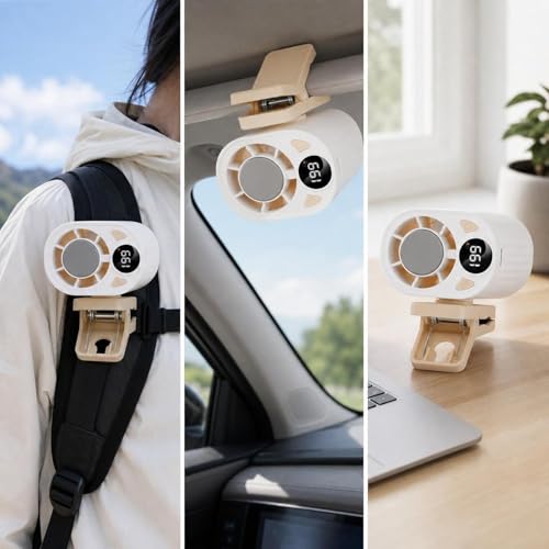 Ventilateur de bureau portable léger et réglable à affichage LED blanc - 4