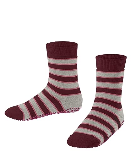 FALKE Unisex Children's Socks Simple Stripes Durable Cotton House Socks Breathable Striped Stud Print Non-Slip On The Sole 1 Pair of Slippers Socks, Red (Ruby 8830), 19-22, Red (Ruby 8830), 19-22