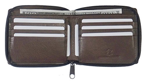 Bullz RFID Blocking Zip Around Mens Leather Security Wallet