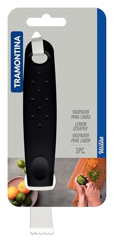 Image of Tramontina Utilita Stainless Steel Lemon Grater - Black Polypropylene Handle - Ideal for Zesting Lemon, Lime, Orange, Ginger, & More