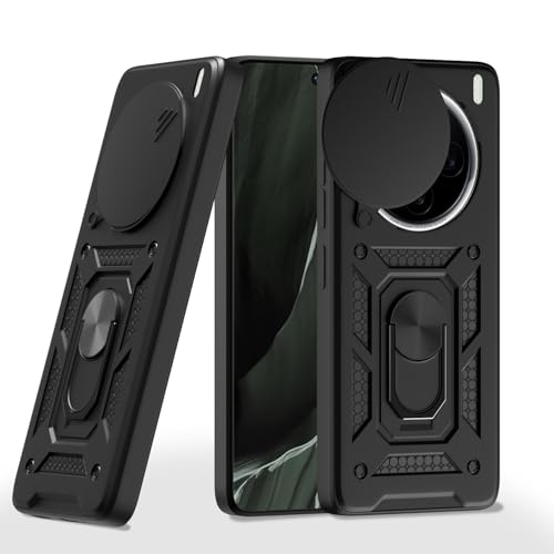 Image of Outlouders Back Cover for Vivo X200 5G | D10 Tough Armor 360 Protection Case with Sliding Camera Shield & Ring Holder Stand Bumper Case (Black)