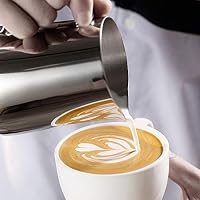 Milchkännchen Edelstahl,Tianher 2 Stück Aufschäumer Kännchen 350 ml 600ml Milchkanne aus Edelstahl Milch Pitcher Aufschäumen Krug mit 2 Stück Barista Stift Messung Mark für Cappuccino und Latté. – Ansicht 5
