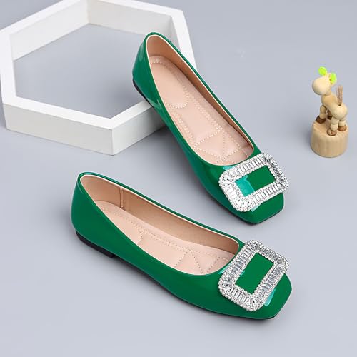 Rhinestones Dress Ballet Flats Shoes for Women Closed Square Toe Flats Comfortable Dressy Casual Slip-on Ballet Shoes3