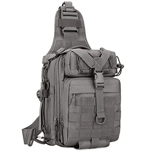 HUNTVP Mochila Táctical Mochila de Pecho Mochila de Bandolera Mochila de Hombro Estilo Militar Impermeable para Pescar Caza Correr Senderismo Ciclismo Camping, Tipo 3- gris