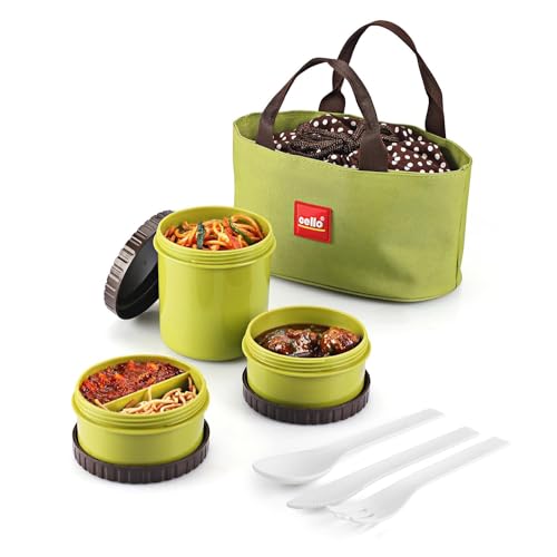 Image of CELLO MF Foodlink Plastic Lunch Box Set, 6 Pieces, Green