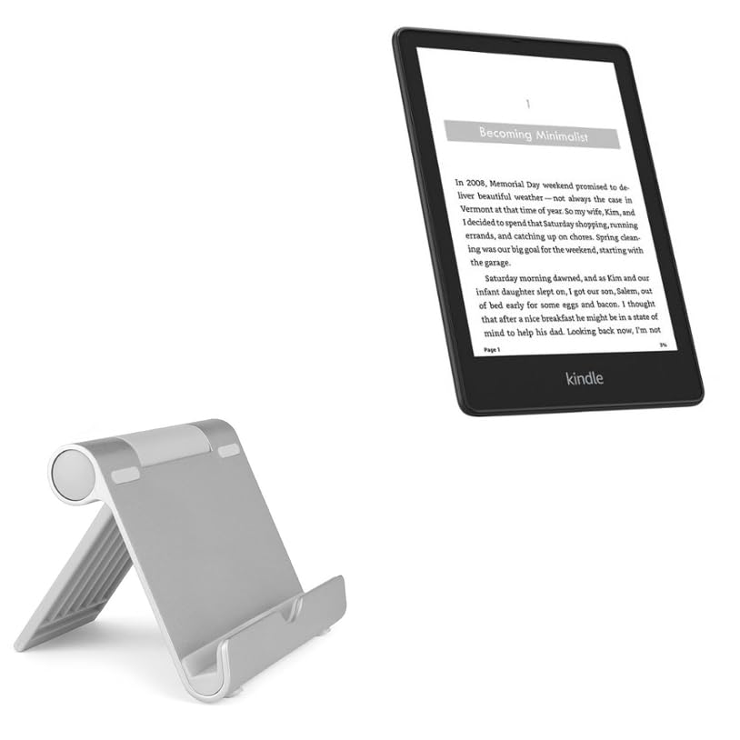 BoxWave Stand and Mount Compatible with Amazon Kindle Paperwhite (5th Gen 2021) - VersaView Aluminum Stand, Portable, Multi Angle Viewing Sturdy