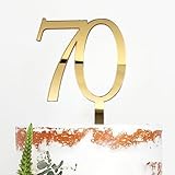 70th Birthday Cake Topper for Women & Men,Acrylic Gold Seventy Cake Decorations,Cheer to 70 Cake Topper for 70th Birthday Party Supplies