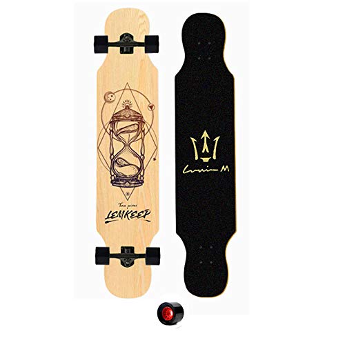 VByge Skateboard Tabla De Baile para Adultos Cuatro Ruedas Profesional Monopatines Cepillo Todopoderoso Principiante Callejero Longboard 107x25cm Reloj de Arena