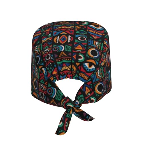 Image of Working Cap Scrub Cap with Sweatband Adjustable Unisex Tie Back Hat for Cleaning Farm Nursing