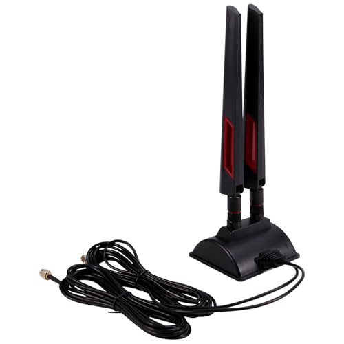 Uikdjgu Antena WiFi con Base Magnética de 2,4 GHz y 5 GHz para Enrutador Tarjeta de Red Inalámbrica Antena de Doble Banda Orificio Interior SMA