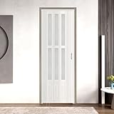 104RDHOUSE 30X80in PVC Internal Accordion Folding Door, Multifold Sliding Door for Closet, White in Color, with Installation Hardware; Handle; Latch.