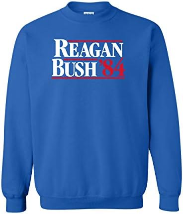Trenz Shirt Company Reagan Bush '84 Political Campaign Retro Crewneck Sweatshirt President Presidential 80's Republican Conservative Ronald George-Royal-Large