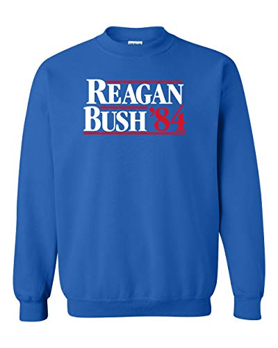 Trenz Shirt Company Reagan Bush '84 Political Campaign Retro Crewneck Sweatshirt President Presidential 80'S Republican Conservative Ronald George-Royal-Large #TOP4