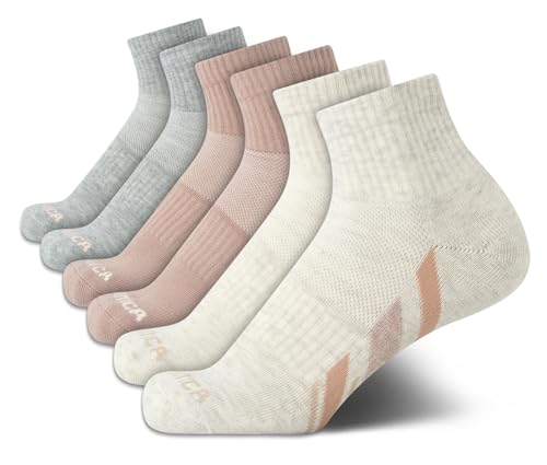 Image of Nautica Womens High Quarter Socks Moisture Wicking Cushioned Socks, 6 Pack | Dri-Motion Moisture Wicking Stretch Fabric, Cushioned Key Areas, Reinforced Heel and Toe, High Quarter Cut, Shoe Size 4-10