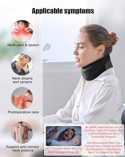 Image of Neck Brace for Sleeping - Cervical Collar Relief Neck Pain and Neck Support Soft Foam Wraps Keep Vertebrae Stable for Relief of Cervical Spine Pressure for Women & Men Jet Black Small Size