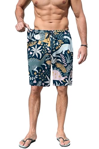Image of Ekouaer Men's Pajama Shorts Soft Sleepwear Bottoms Elastic Waistband Loungewear Breathable Men Shorts with Pockets