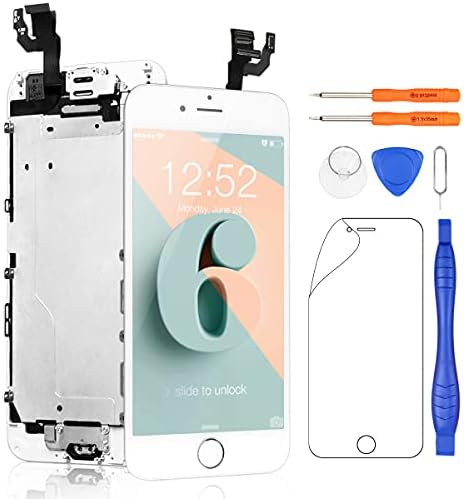 Yodoit for iPhone 6 Screen Replacement Touch LCD Display Digitizer Glass Full Assembly Camera Home Button Proximity Sensor Earpiece Speaker + Tool 4.7 inches (White)