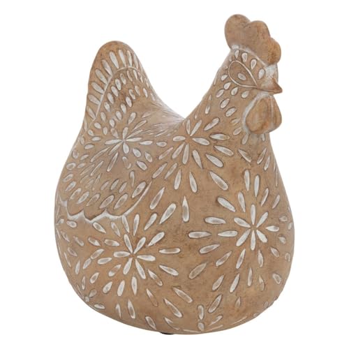 Atmosphera - Poule déco Linda h.10,5cm résine Beige
