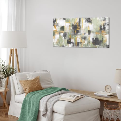 LoveHouse Abstract Wall Art Green Gold Canvas Prints Paintings Artwork Modern Geometric Wall Decor 20x40inch by LoveHouse - Used condition - Image 3