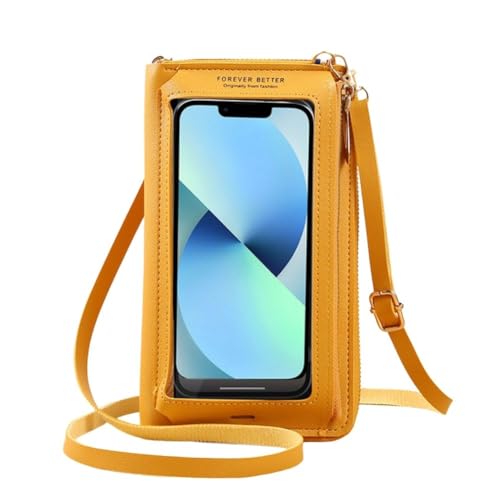 ALVEIN スマホポーチ ポーチ スマホショルダー 長財布 ウォレット ポシェット 透明 充電口付き 充電したまま スマホ操作 タッチスクリーン タッチパネル対応 入れたまま (イエロー)