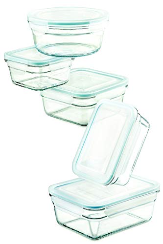Glasslock Airtight Anti-Spill Proof Tempered Storage Containers 10Pc Set~Microwave & Oven Safe #TOP20