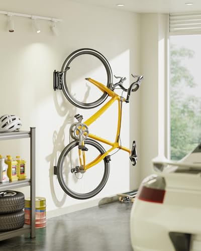 monTEK Schwenkbare Fahrrad Wandhalterung, Rennrad Wandhalterung für Reifenbreite bis 90mm, Fahrradhalterung Wand bis 35kg, platzsparender Wandfahrradständer, Vertikaler Fahrradständer, 1er Set