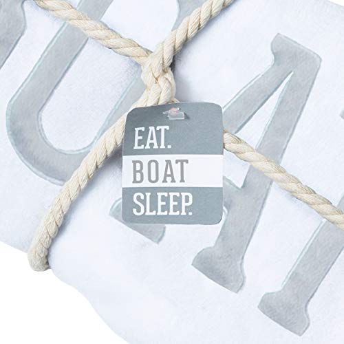 Image of Pavilion Gift Company - Eat. Boat. Sleep. 30 x 40 Inch Striped White & Gray Royal Plush Baby Blanket