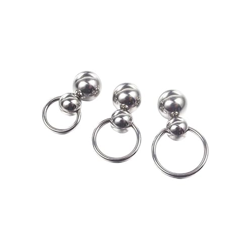Dekewing 16G 14G Stainless Steel Captive Bead Hoop Ring Double Ball Body Piercing Jewelry (14G)