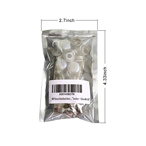 Fastener Screw Snaps,Marine Grade 60 Pieces Boat Canvas Snaps Stainless Steel Fastener Screw Snaps -3/8" Socket #6-3/8" Screw (Silver #6-3/8")